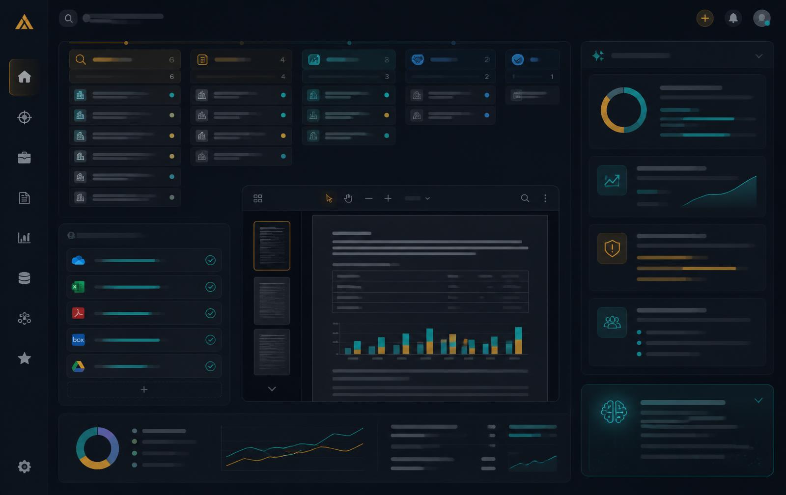 Capalsan platform interface showing deal pipeline, connected data sources, and AI-generated insights